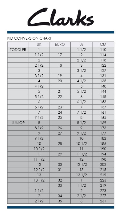 clarks baby size chart